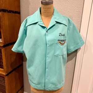 Vintage Princeton Bowling Shirt “Dick Owens” Teal Master Bowling - L